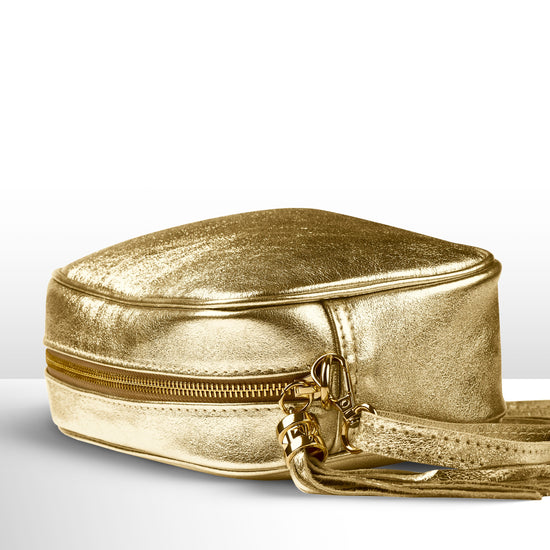 Metallic Suede Leather Crossbody Bag