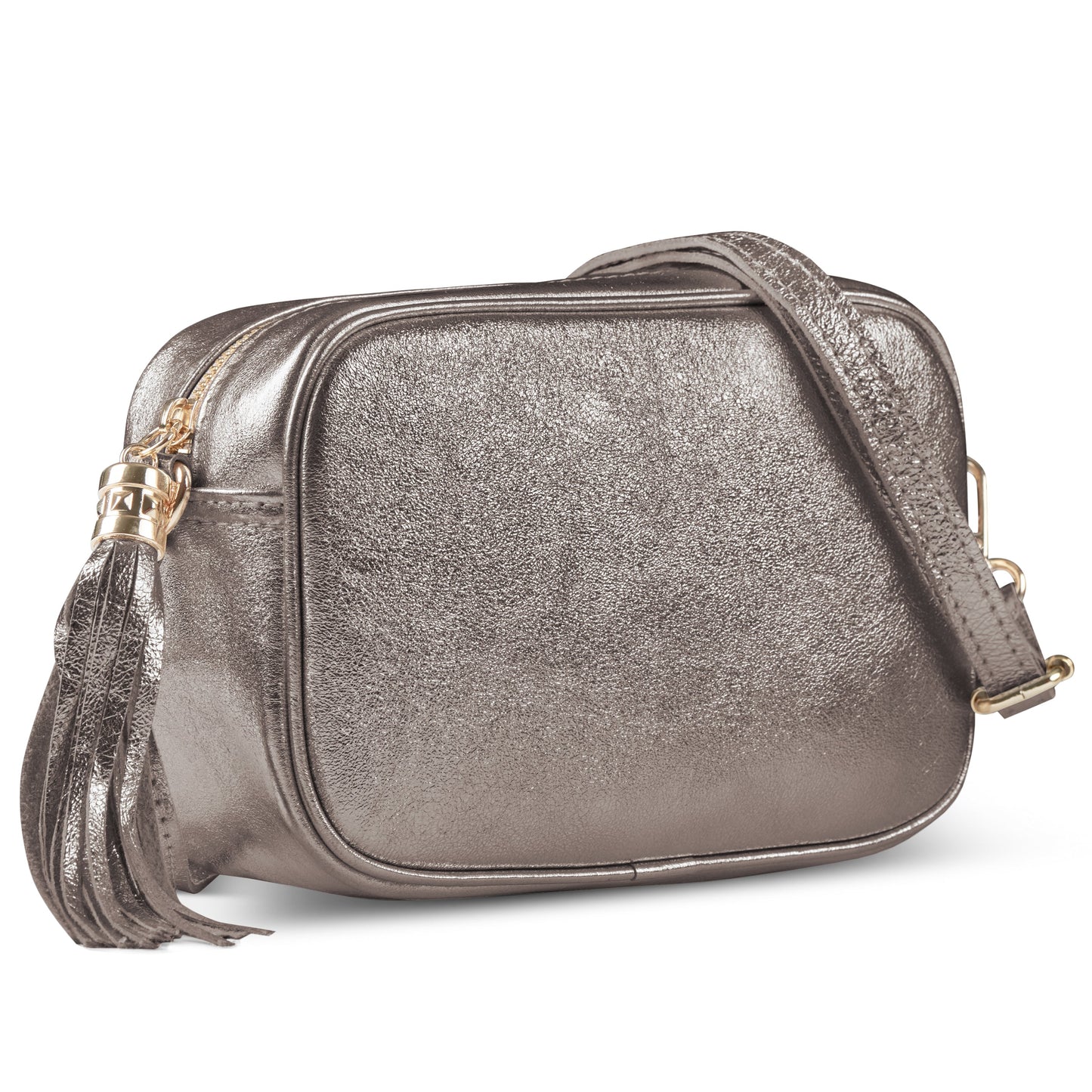 Metallic Suede Leather Crossbody Bag