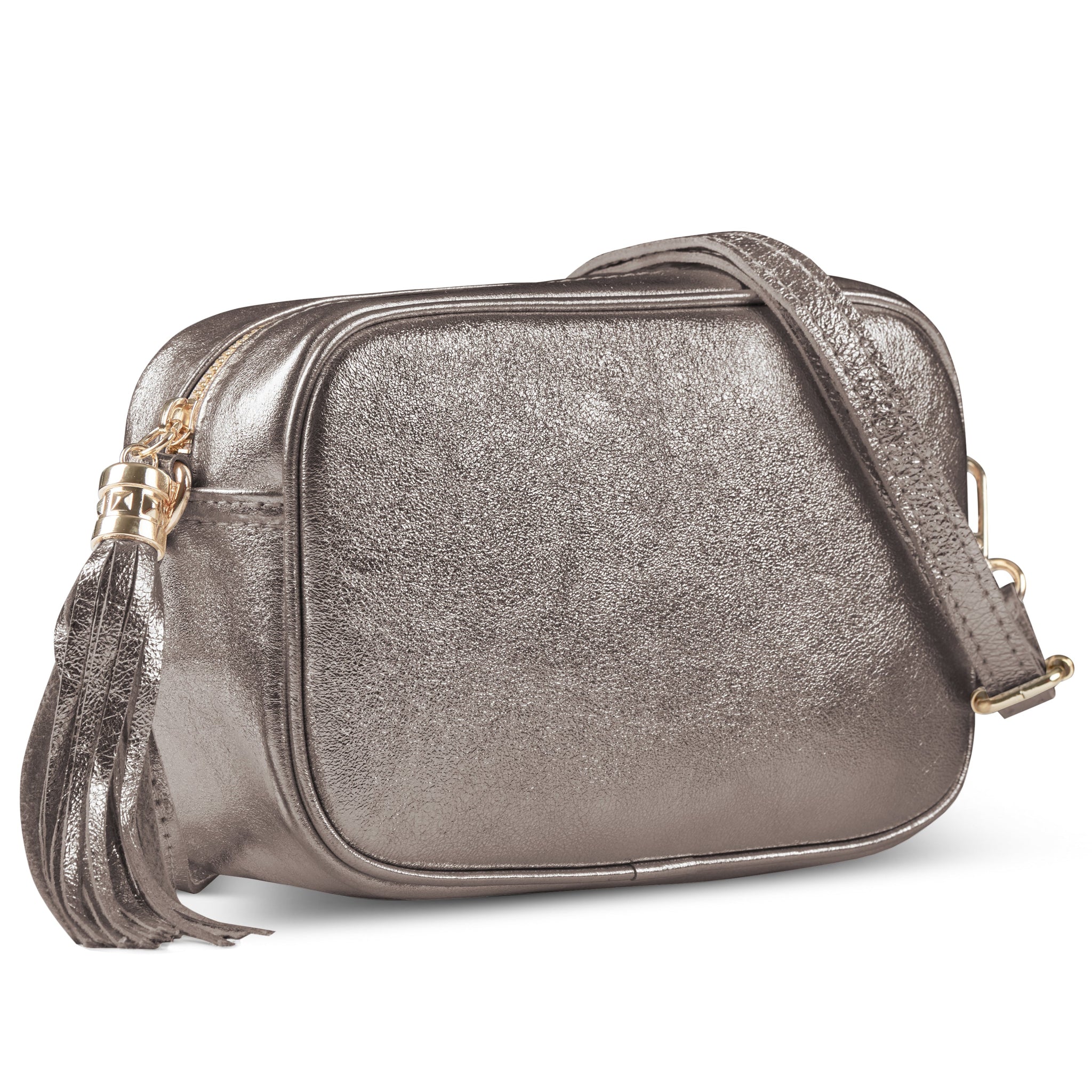 Metallic Suede Leather Crossbody Bag