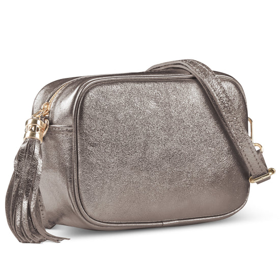 Metallic Suede Leather Crossbody Bag
