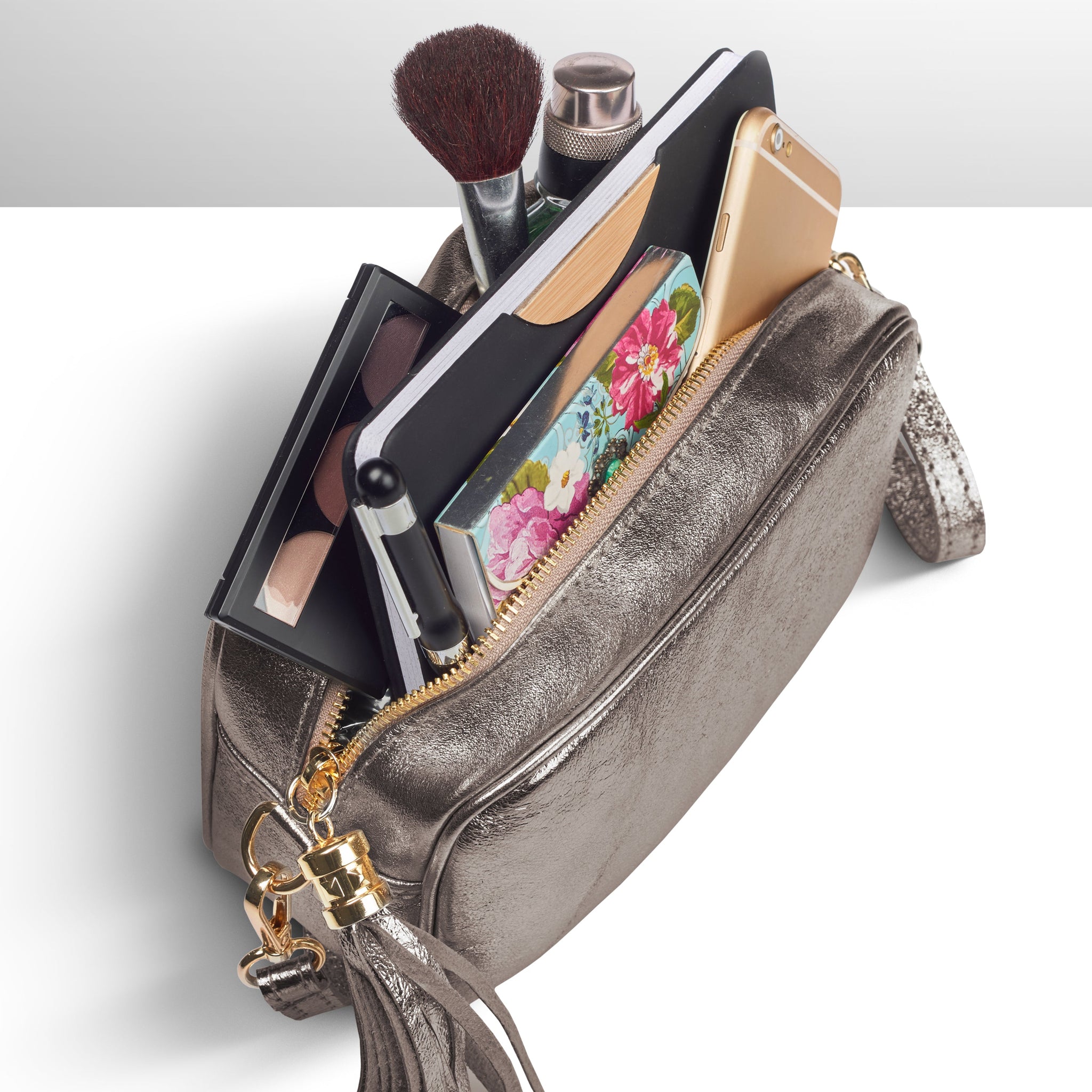 Metallic Suede Leather Crossbody Bag