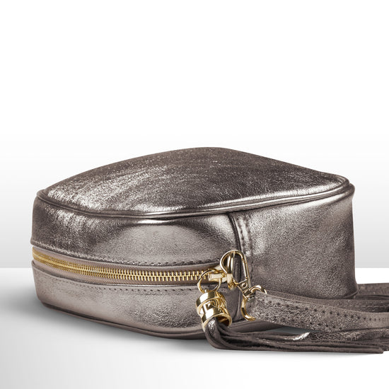 Metallic Suede Leather Crossbody Bag
