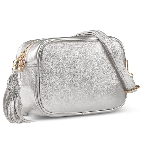 Metallic Suede Leather Crossbody Bag