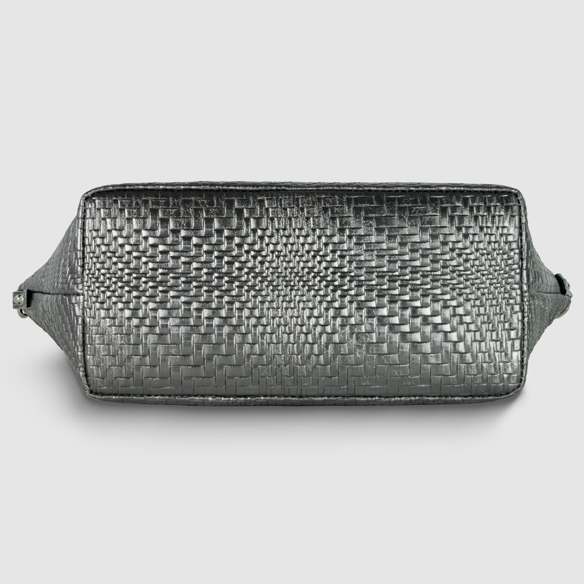 Grid Metallic Suede Leather Top-Handle Bag