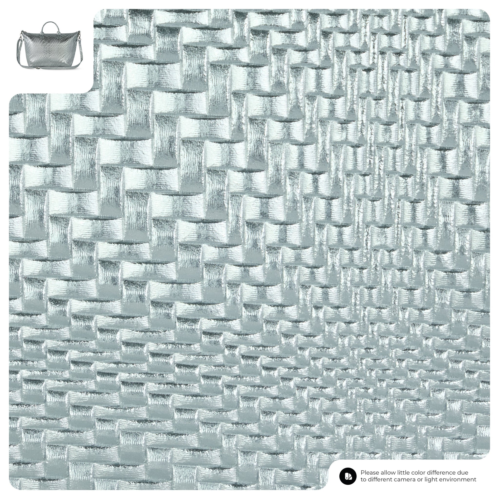 Grid Metallic Suede Leather Top-Handle Bag