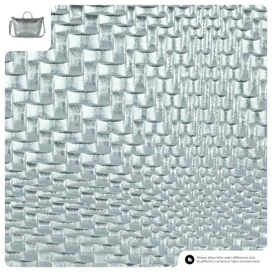 Grid Metallic Suede Leather Top-Handle Bag