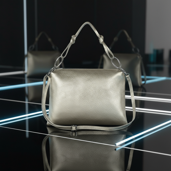 Metallic Calf Leather Shoulder Bag