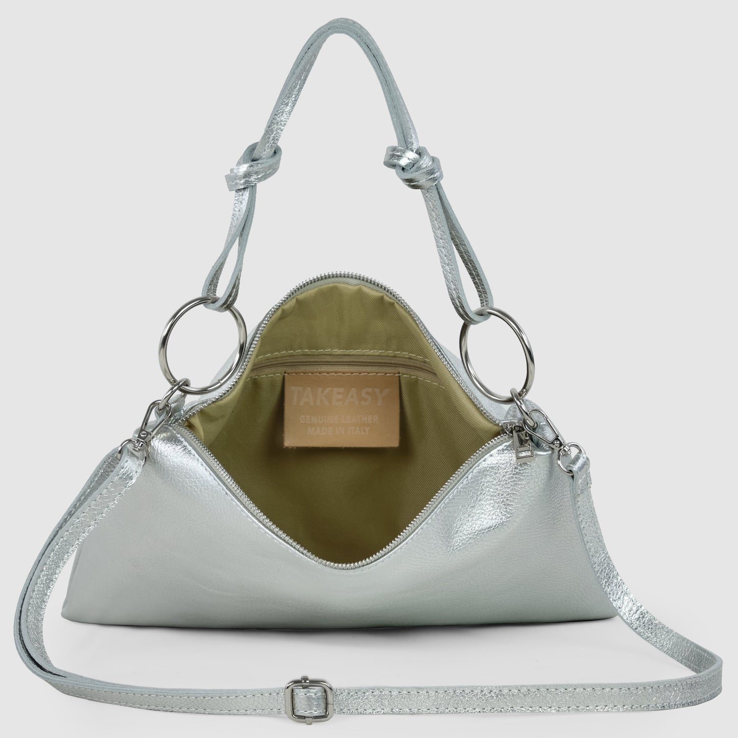 Metallic Calf Leather Shoulder Bag