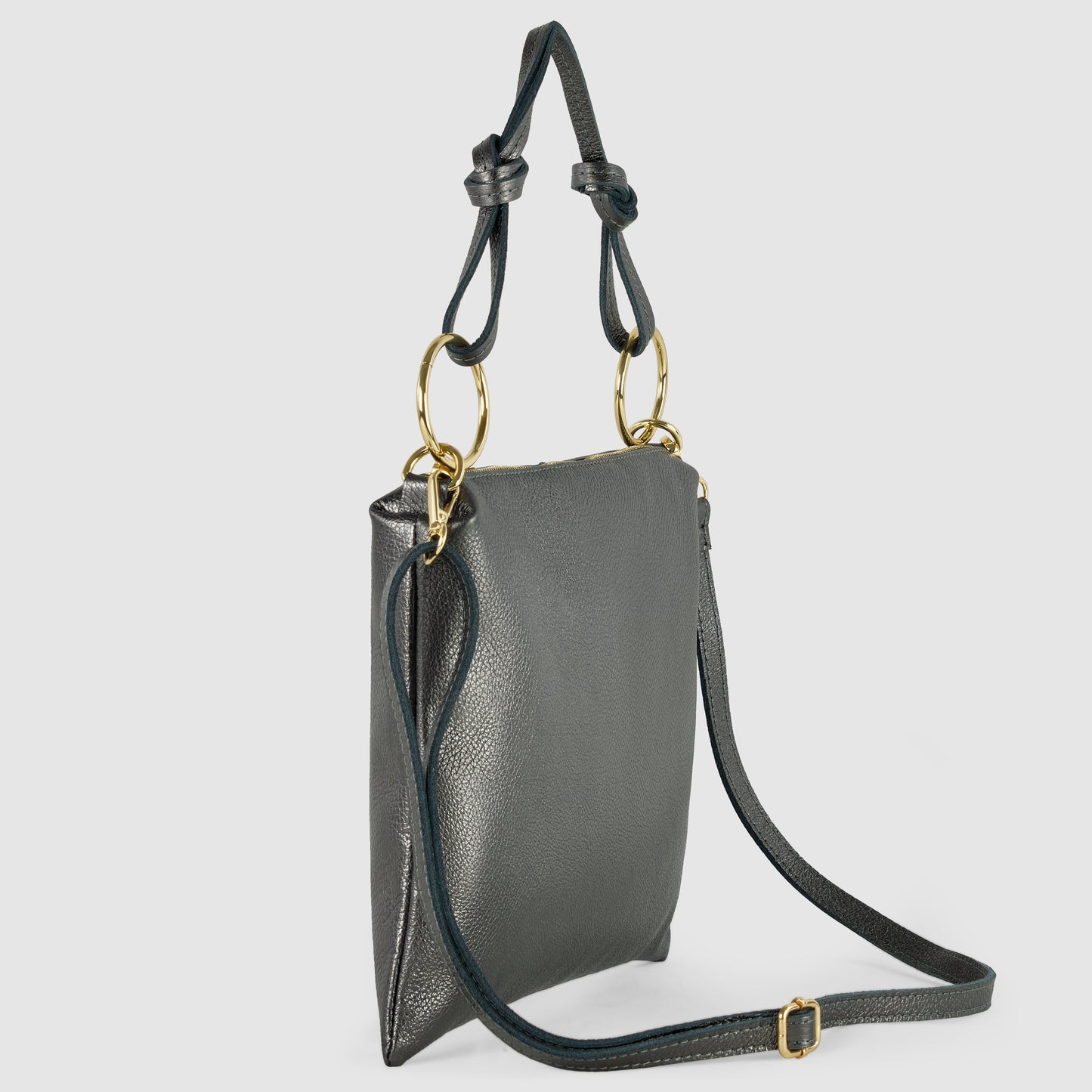 Metallic Calf Leather Shoulder Bag