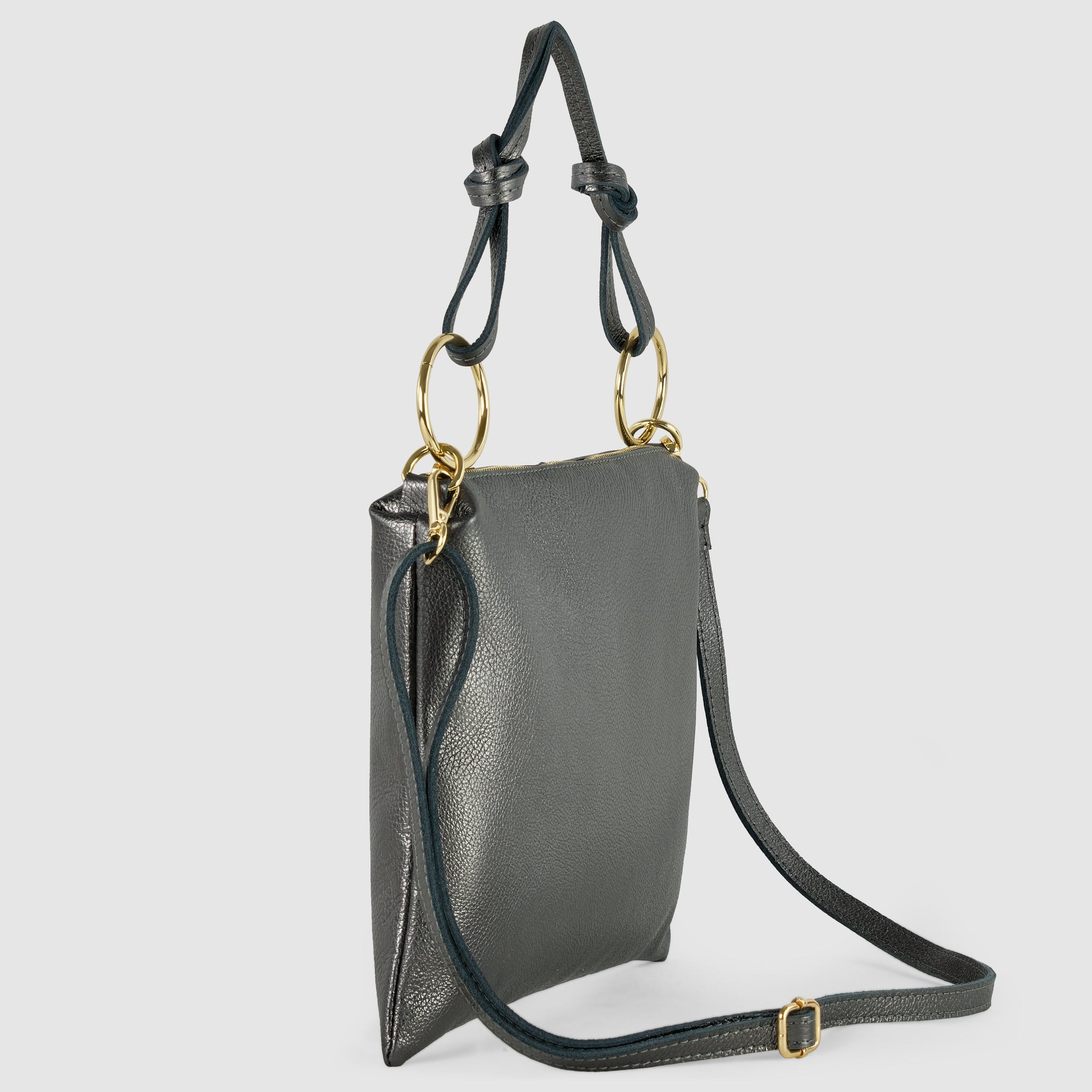 Metallic Calf Leather Shoulder Bag