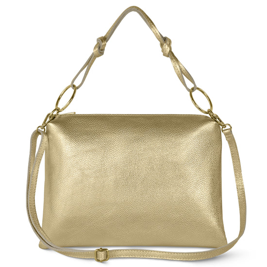 Metallic Calf Leather Shoulder Bag