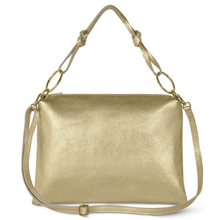 Metallic Calf Leather Shoulder Bag