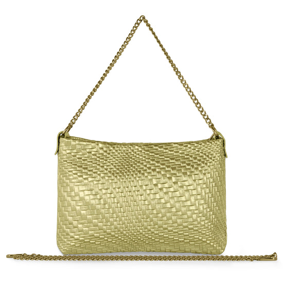 Italian Genuine Grid Metallic Suede Crossbody Bag 101315