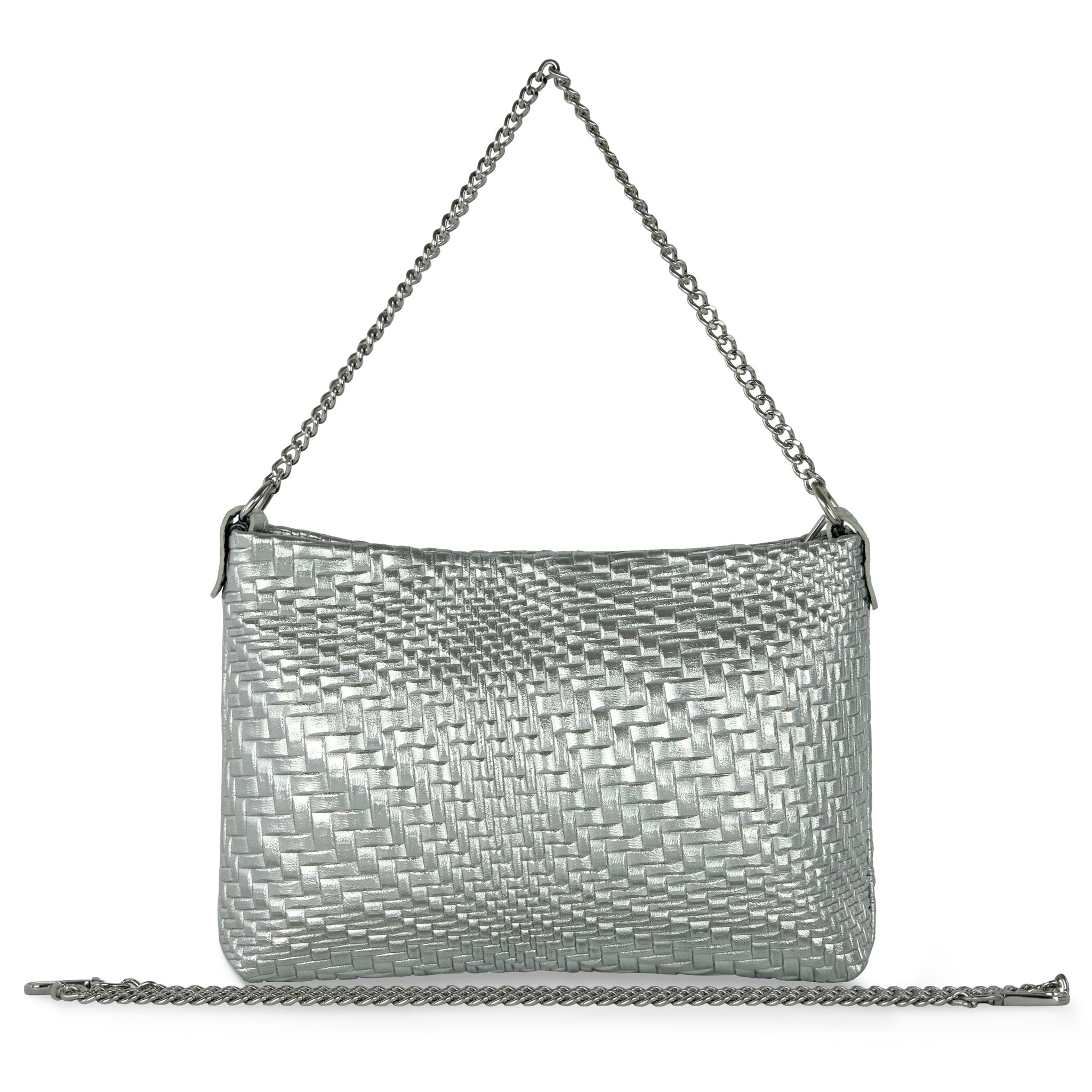 Italian Genuine Grid Metallic Suede Crossbody Bag 101315