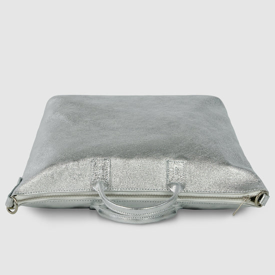 Italian Genuine Metallic Suede Top-Handle Bag 112334