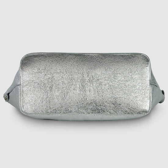 Italian Genuine Metallic Suede Top-Handle Bag 112334