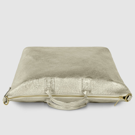 Italian Genuine Metallic Suede Top-Handle Bag 112334