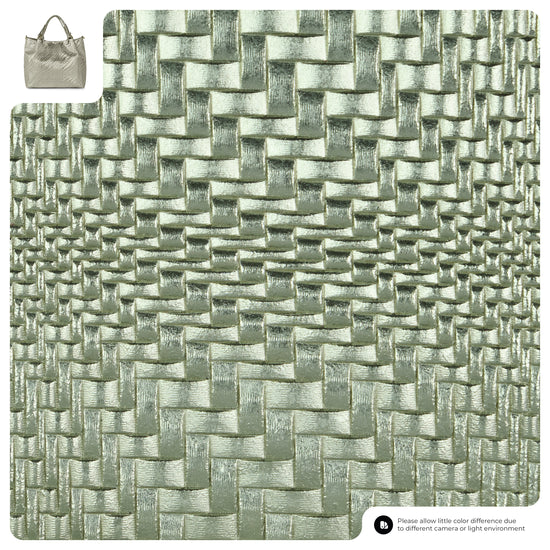 Grid Metallic Suede Leather Top-Handle Bag