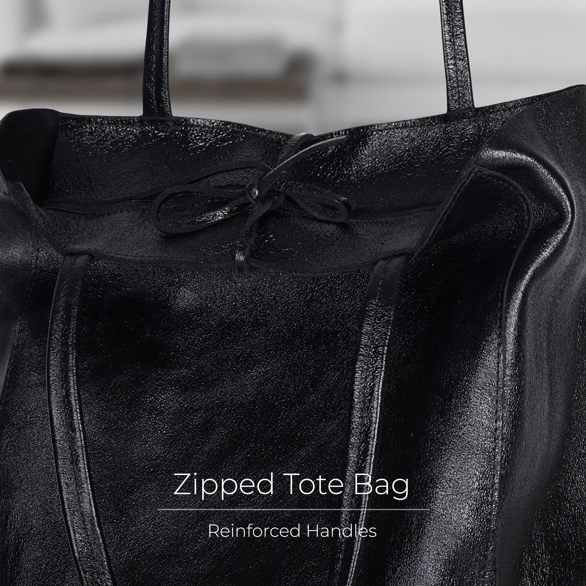 Metallic Suede Leather Tote Bag