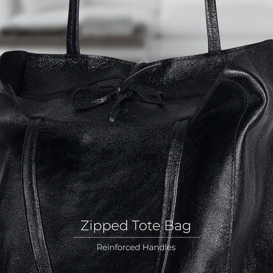 Metallic Suede Leather Tote Bag