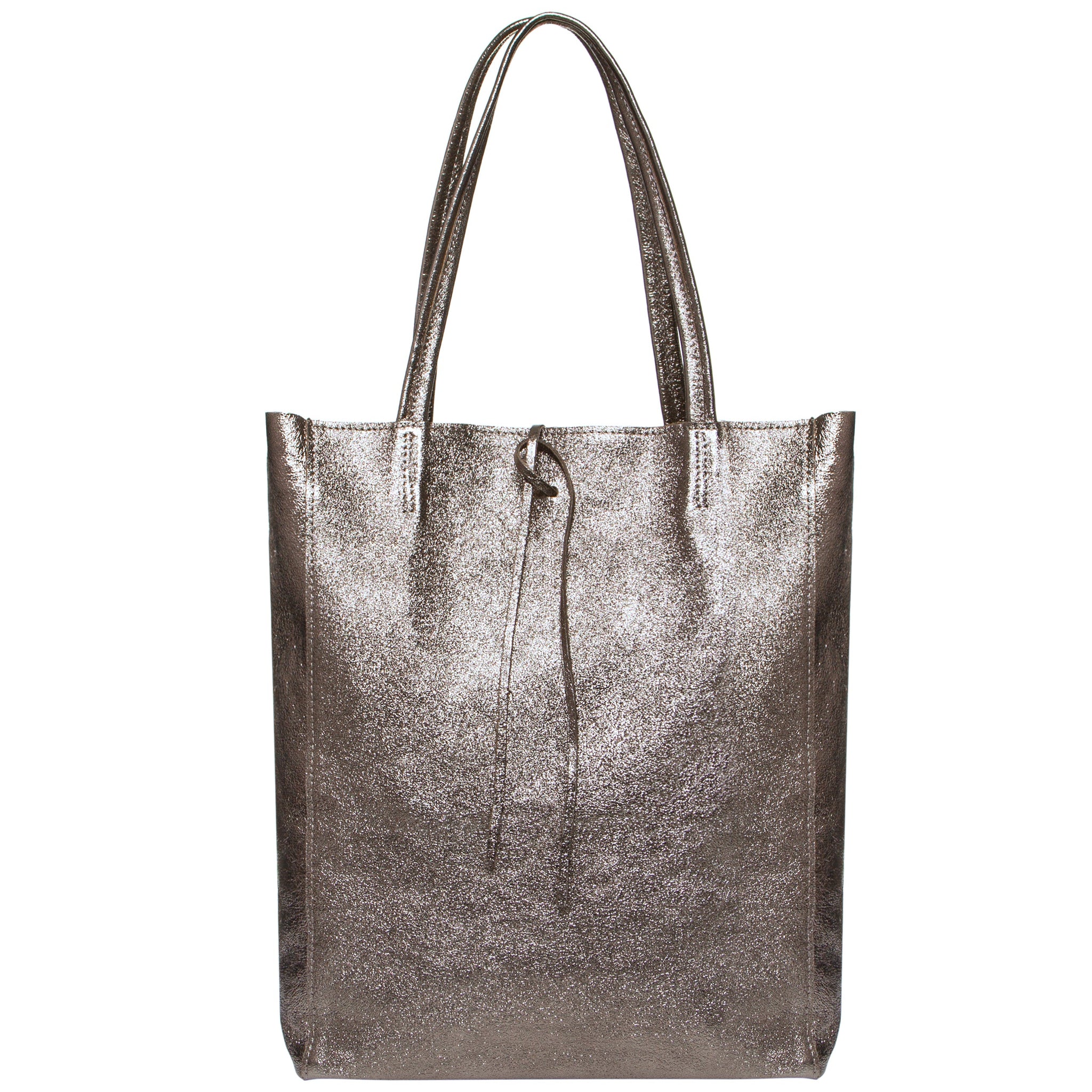 Metallic Suede Leather Tote Bag