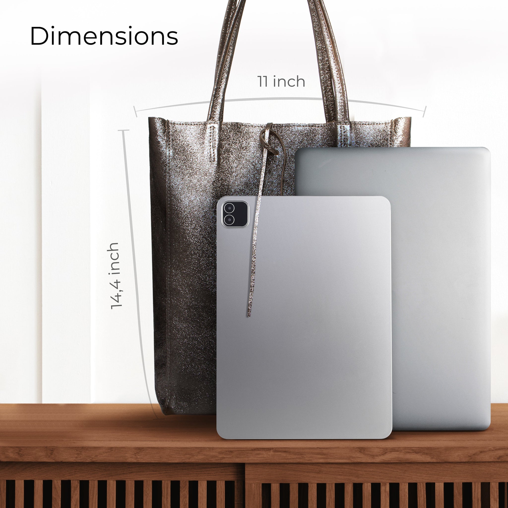 Metallic Suede Leather Tote Bag