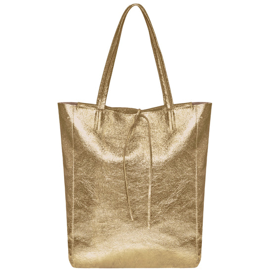 Metallic Suede Leather Tote Bag
