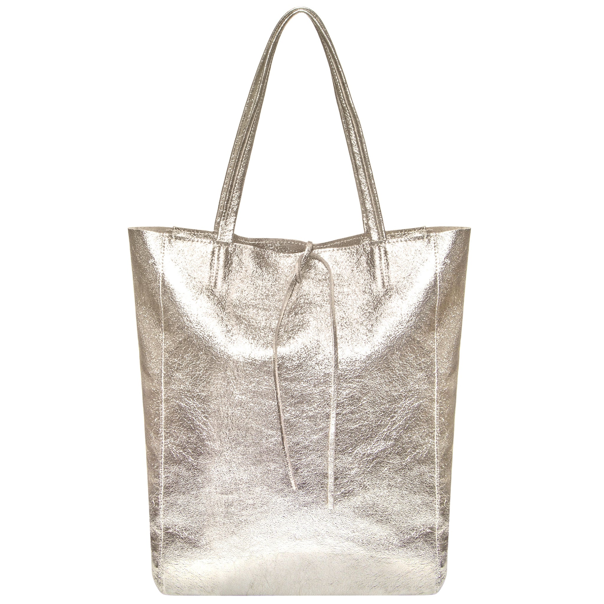 Metallic Suede Leather Tote Bag