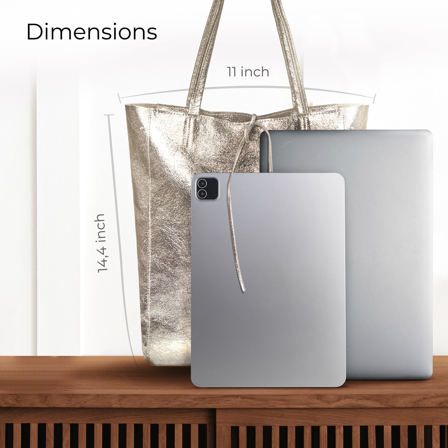 Metallic Suede Leather Tote Bag