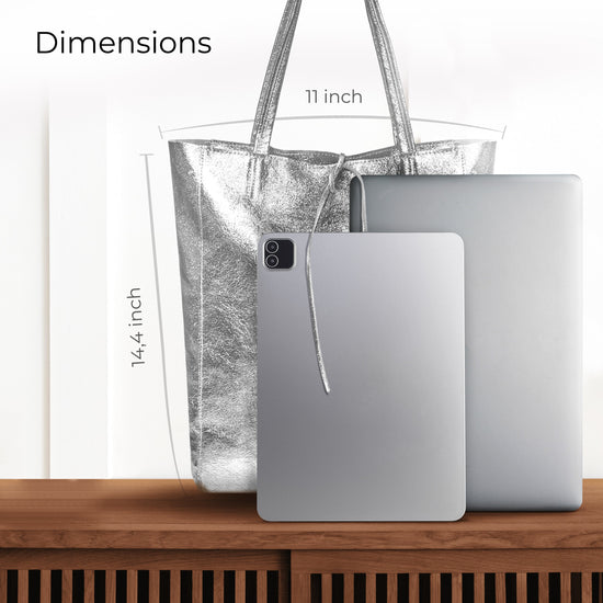 Metallic Suede Leather Tote Bag