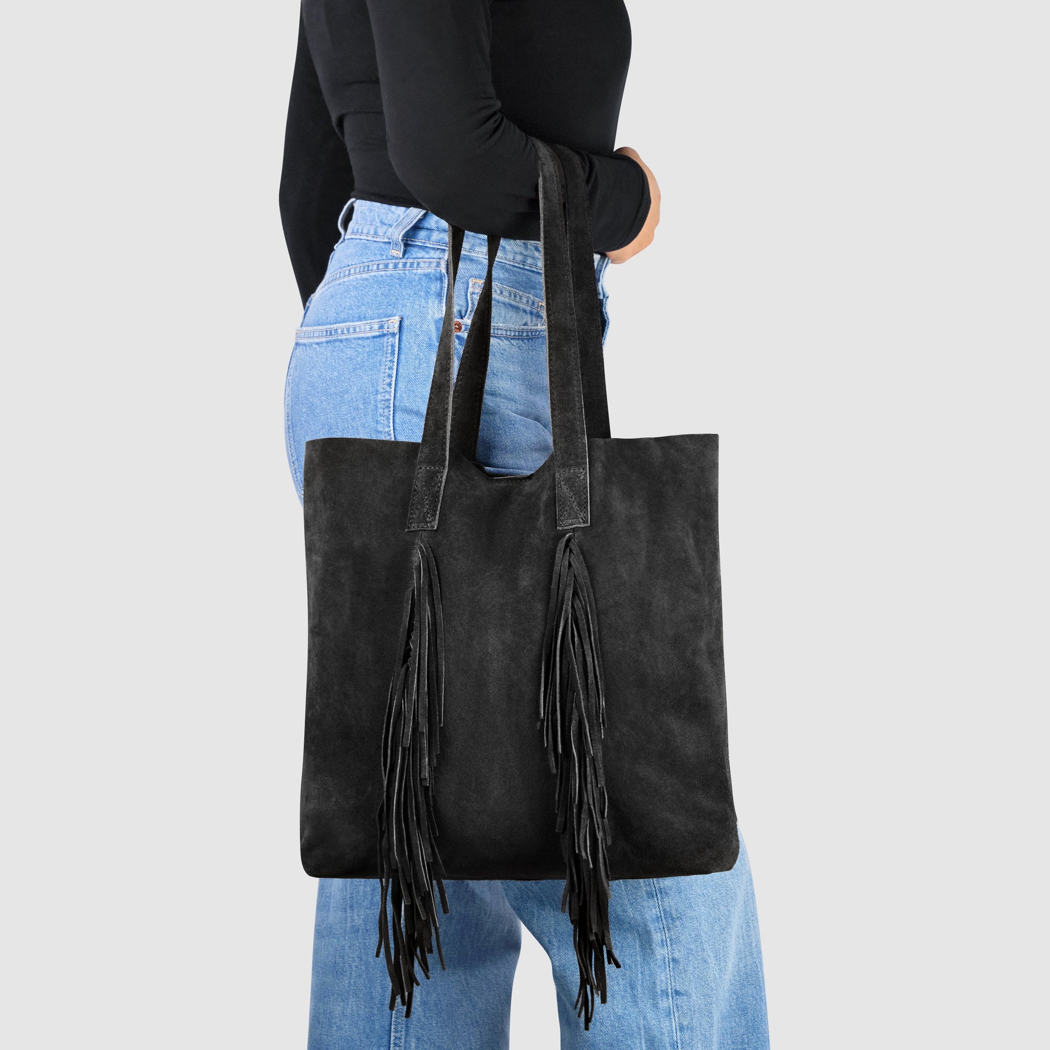 Suede Leather Tote Bag