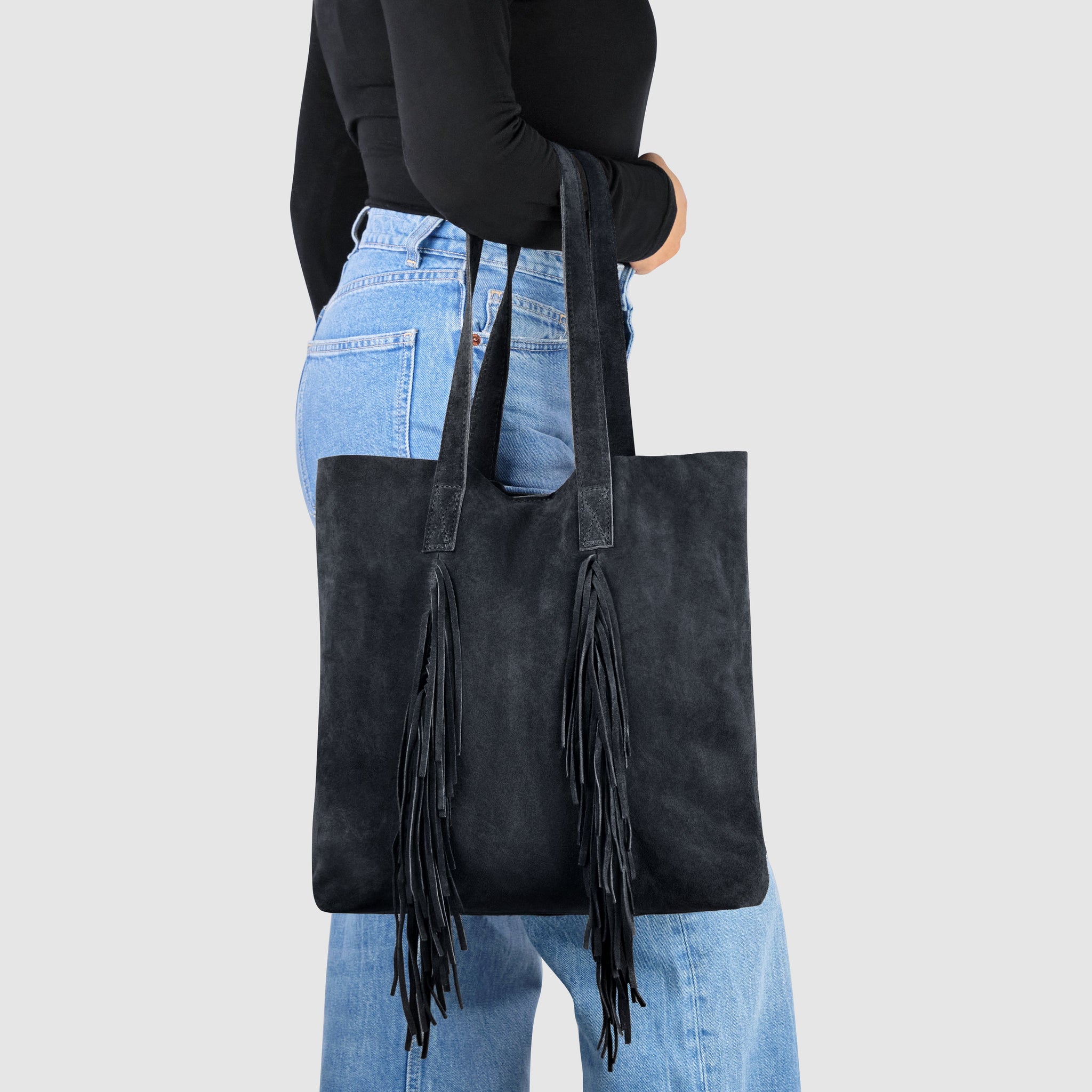 Suede Leather Tote Bag