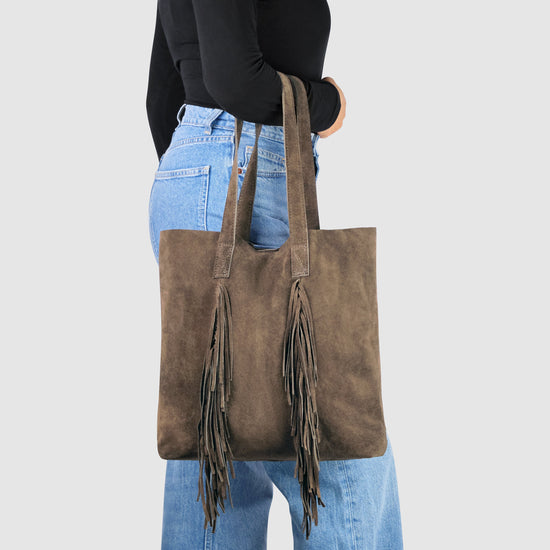 Suede Leather Tote Bag
