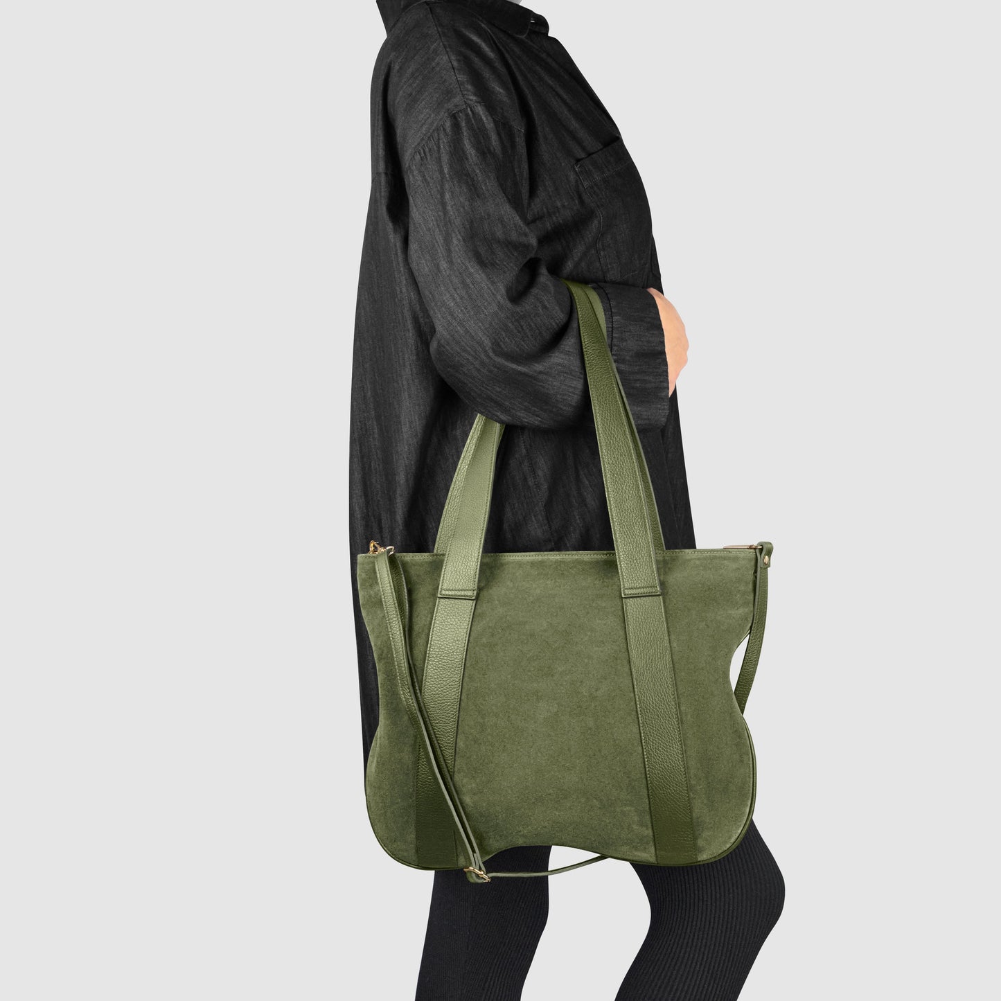 Suede Leather Satchel Bag