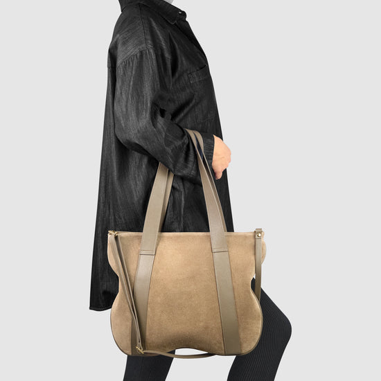 Suede Leather Satchel Bag