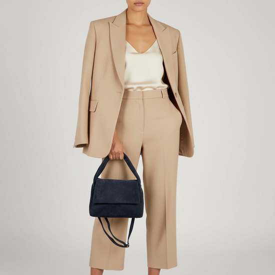 Suede Leather Top-Handle Bag