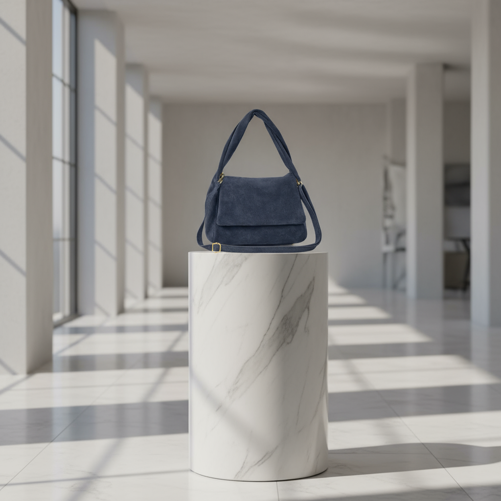 Suede Leather Top-Handle Bag