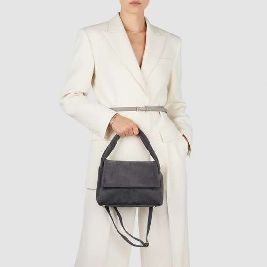 Suede Leather Top-Handle Bag