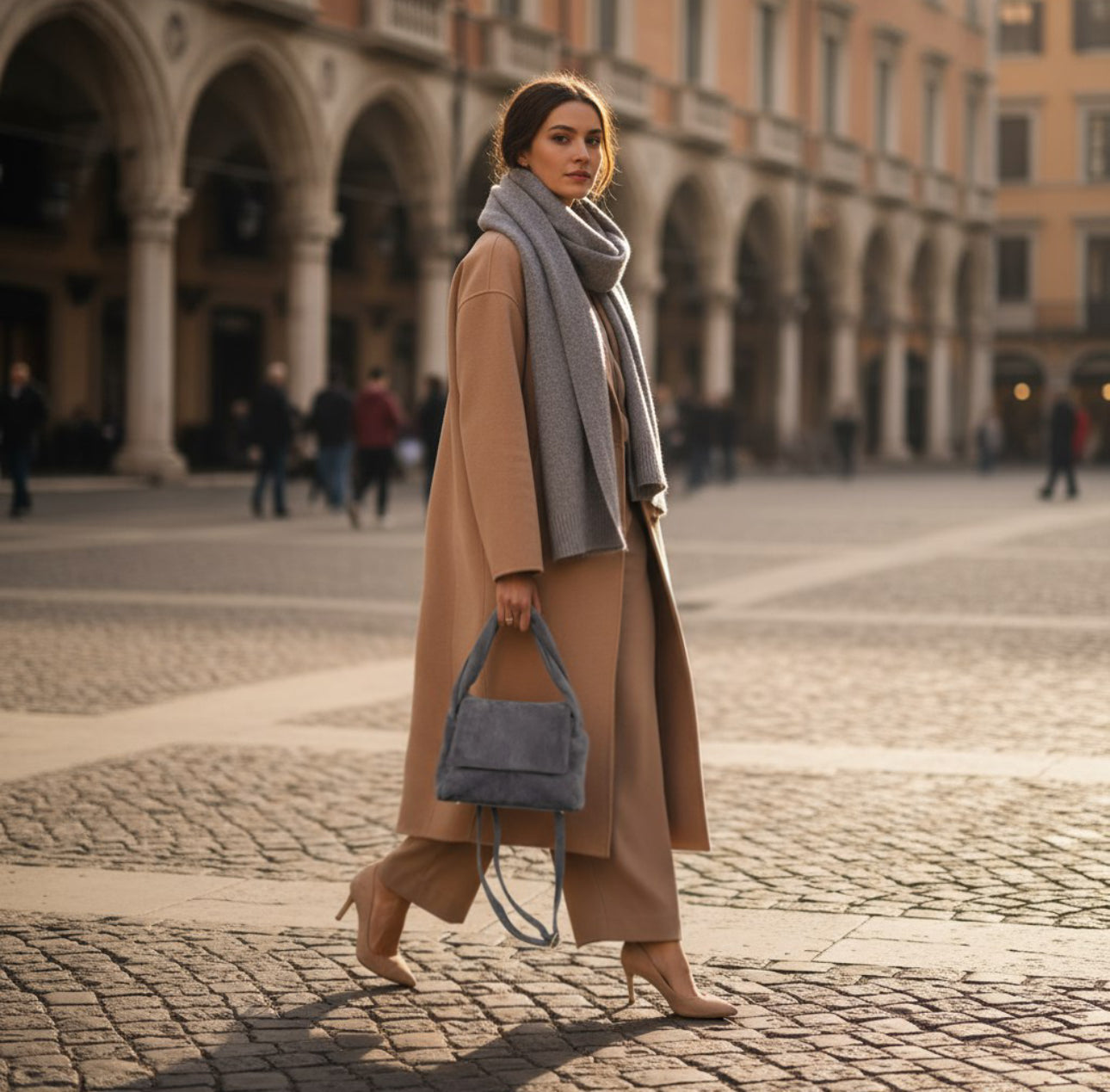Suede Leather Top-Handle Bag