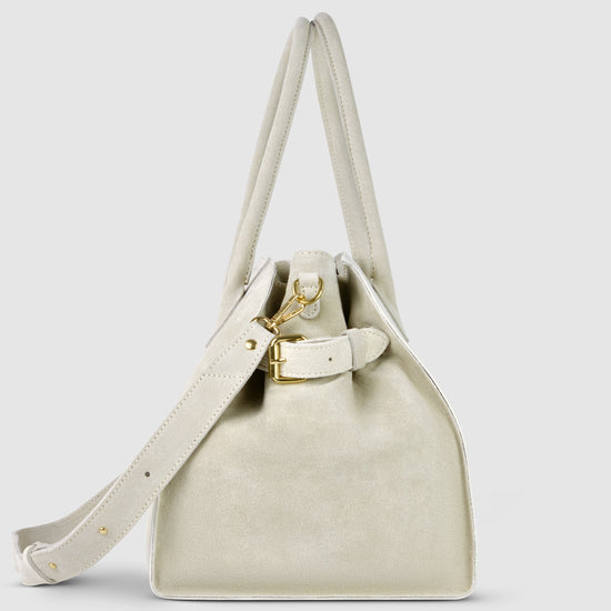 Suede Leather Top-Handle Bag