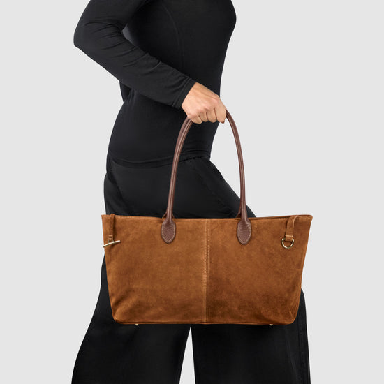 Suede Leather Satchel Bag