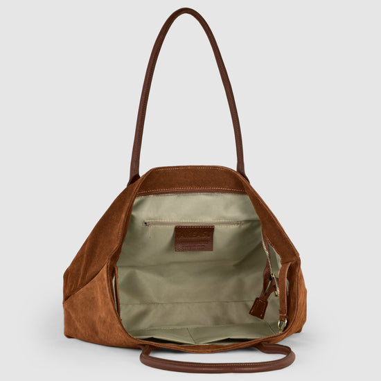 Suede Leather Satchel Bag