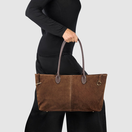Suede Leather Satchel Bag