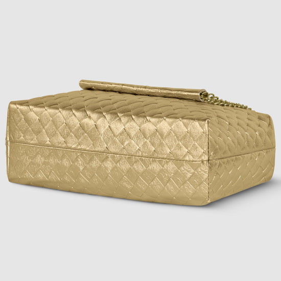 Weave Metallic Suede Leather Crossbody Bag