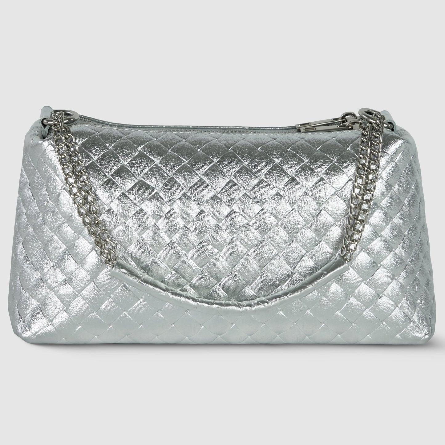 Weave Metallic Suede Leather Crossbody Bag