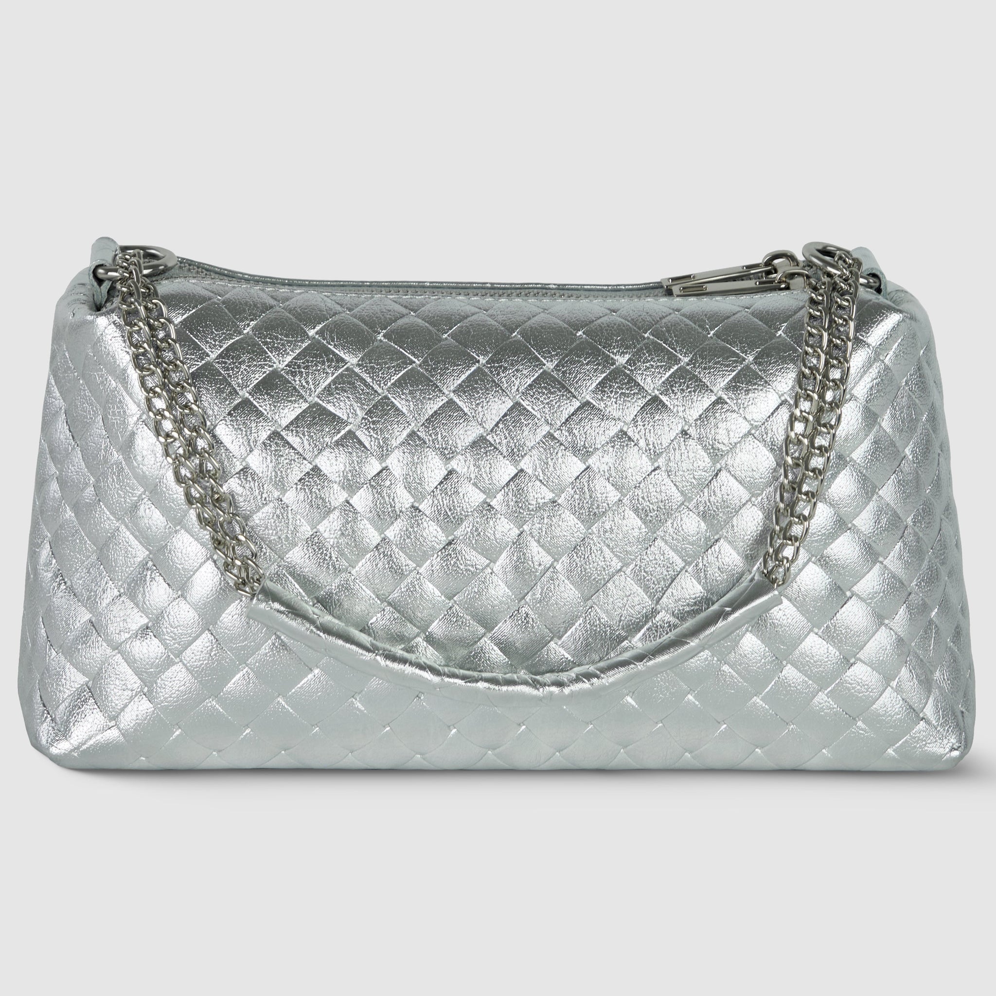 Weave Metallic Suede Leather Crossbody Bag