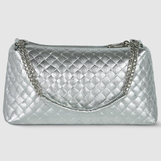 Weave Metallic Suede Leather Crossbody Bag