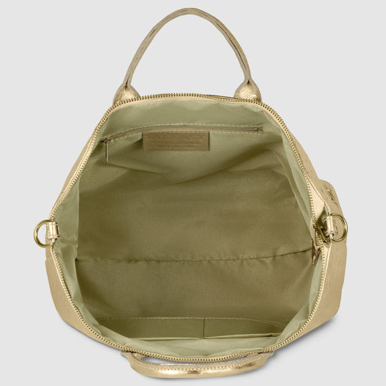 Italian Genuine Weave Metallic Suede Top-Handle Bag 112334