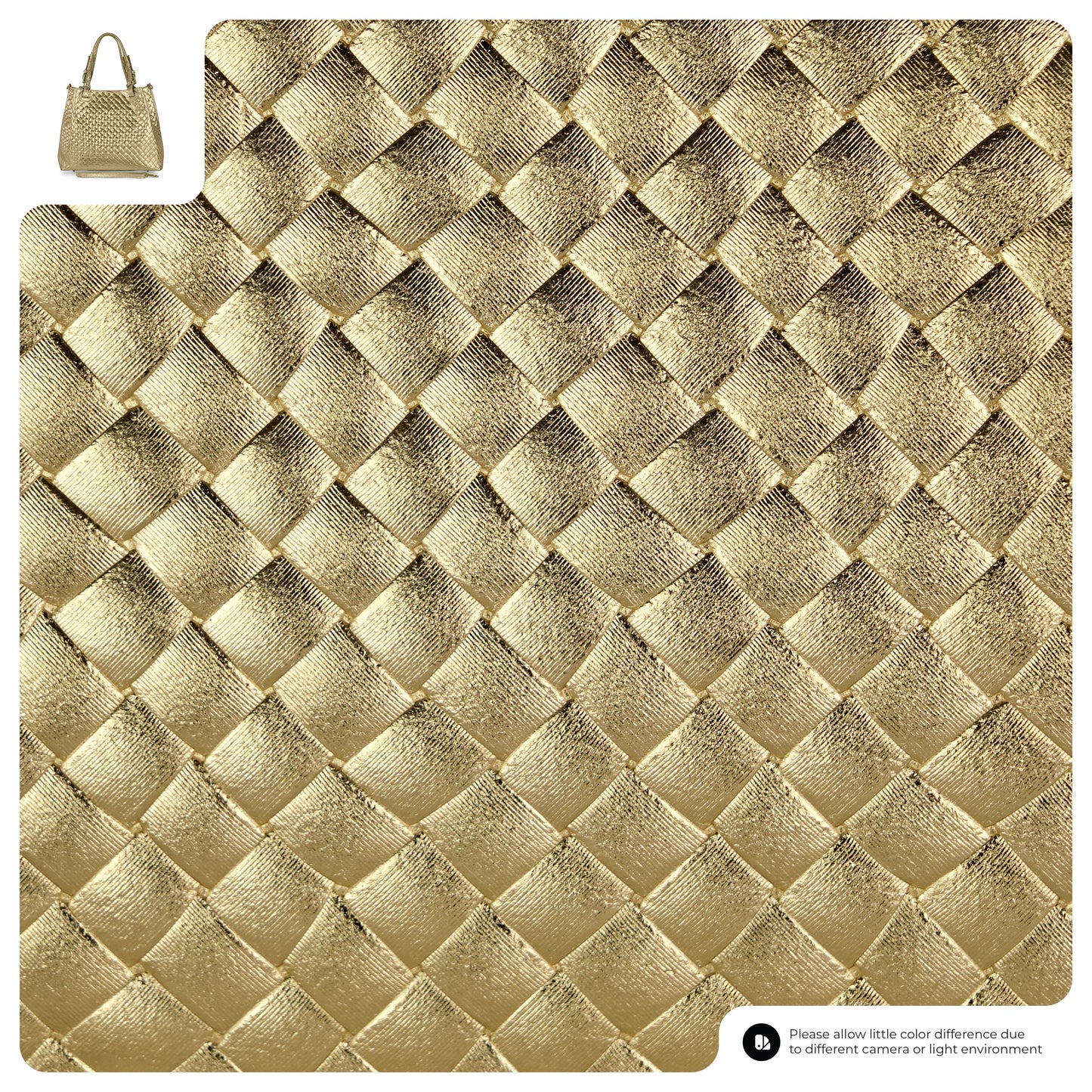 Weave Metallic Suede Leather Top-Handle Bag