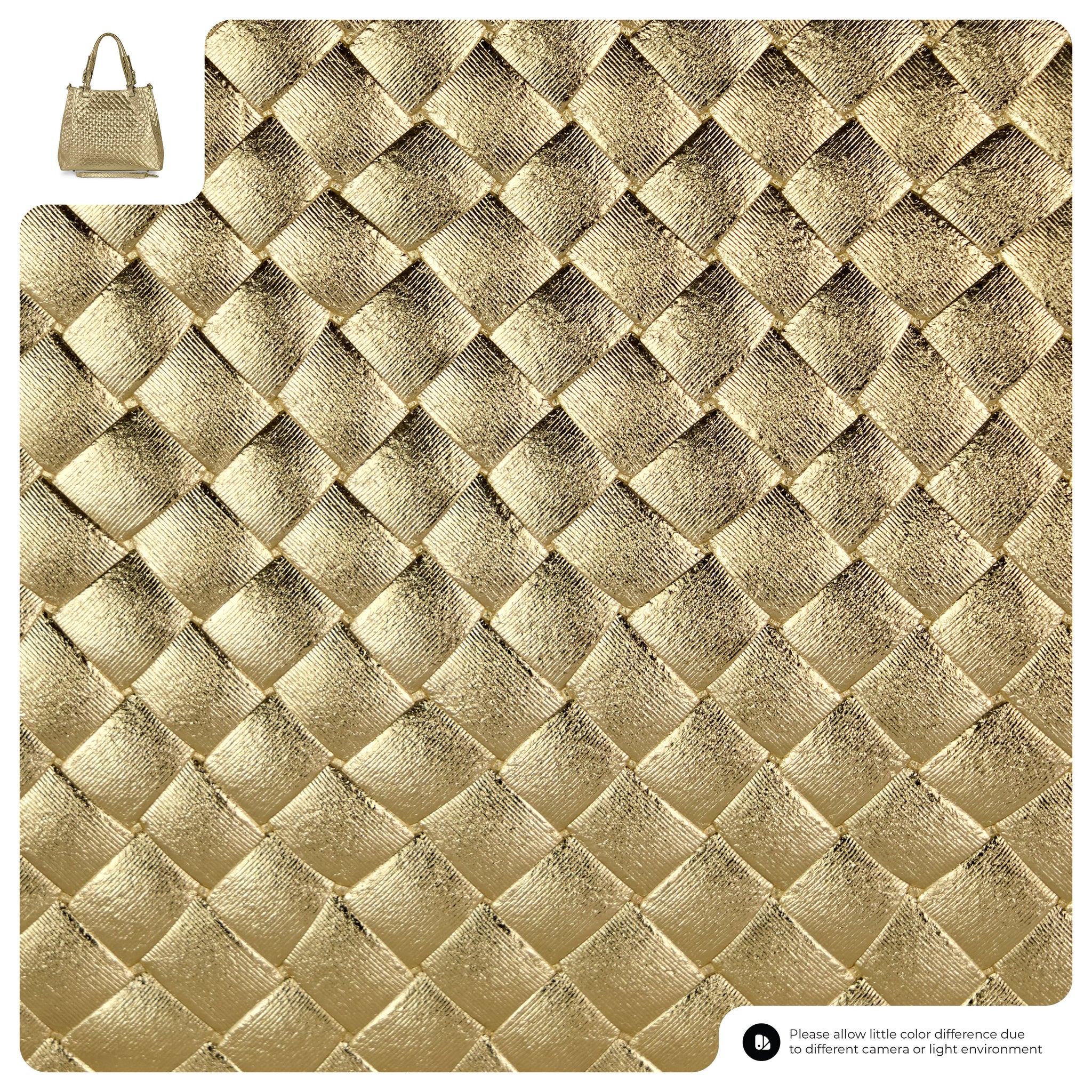 Weave Metallic Suede Leather Top-Handle Bag